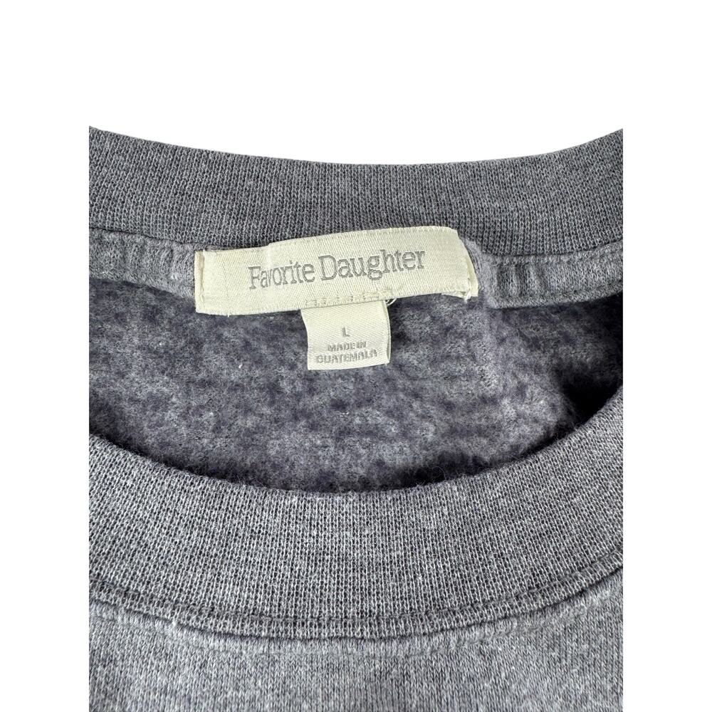 Favorite Daughter Crewneck Sweatshirt L Grey Heart Logo Spellout Classic Cozy - Picture 3 of 8